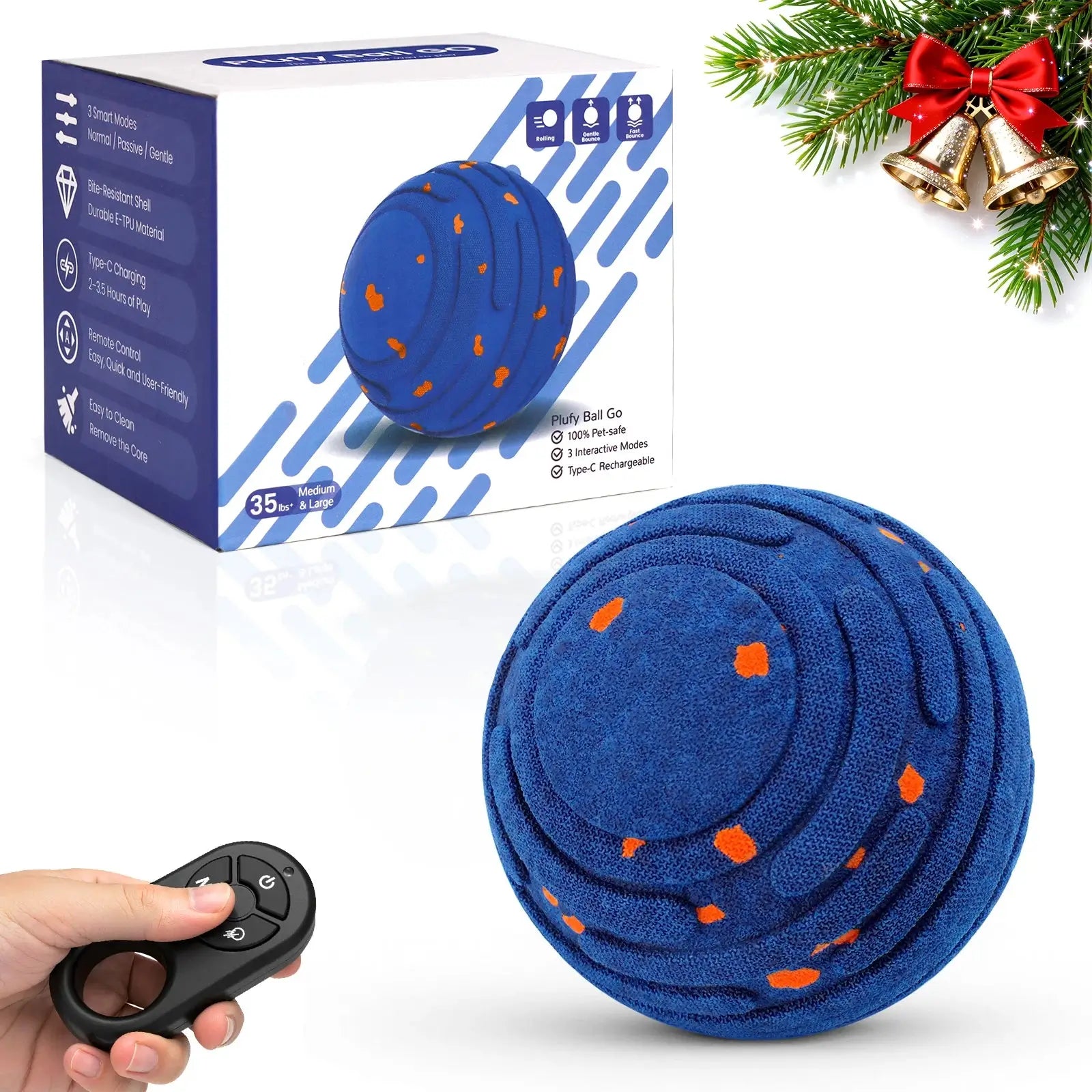 Dog Ball Toy for Aggressive Chewers, Indestructible E-TPU Rechargeable Ball for Small/M