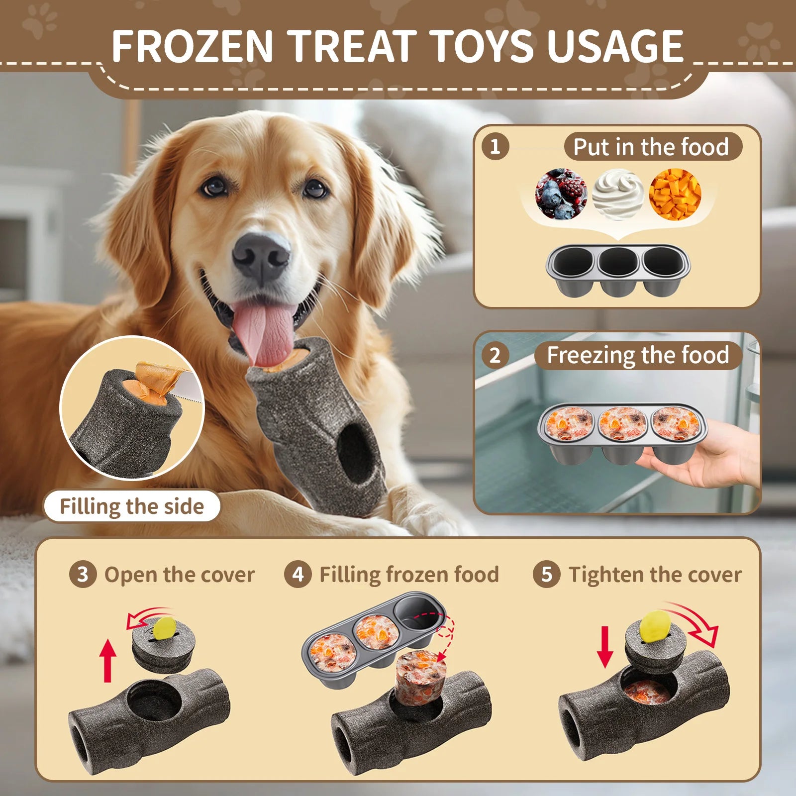 Indestructible Dog Toy for Aggressive Chewers, Frozen Treat Holder with Molds