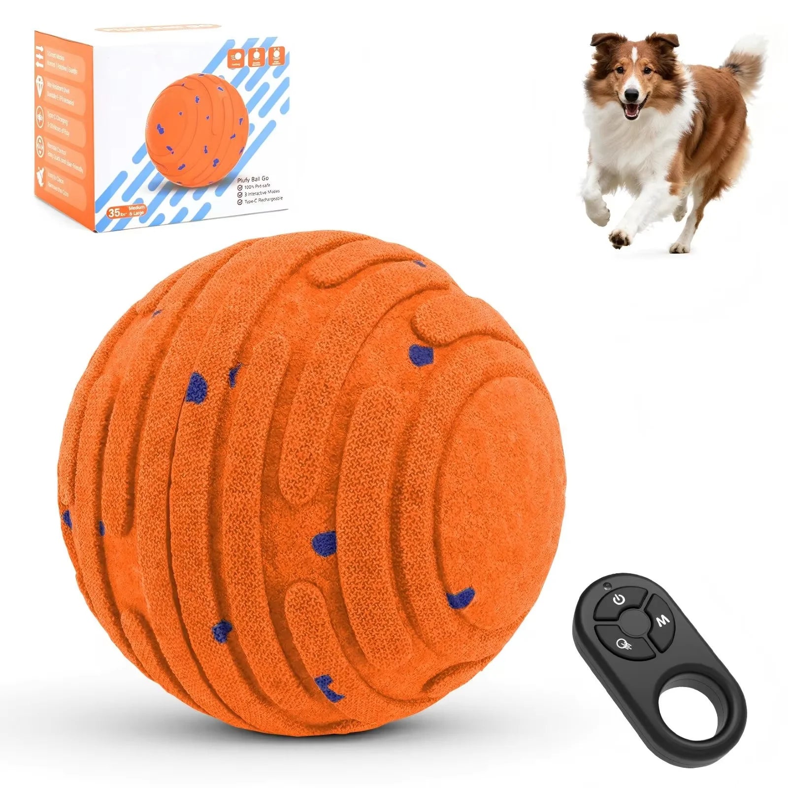 Dog Ball Toy for Aggressive Chewers, Indestructible E-TPU Rechargeable Ball for Small/M