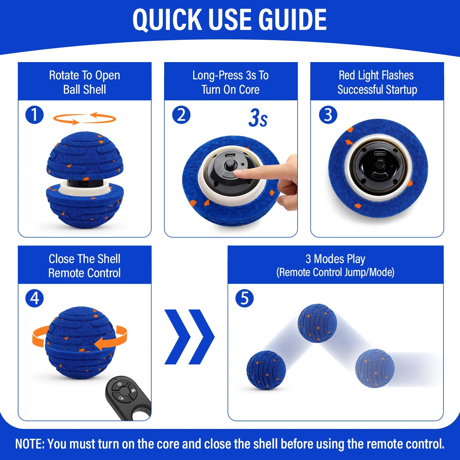 Dog Ball Toy for Aggressive Chewers, Indestructible E-TPU Rechargeable Ball for Small/M